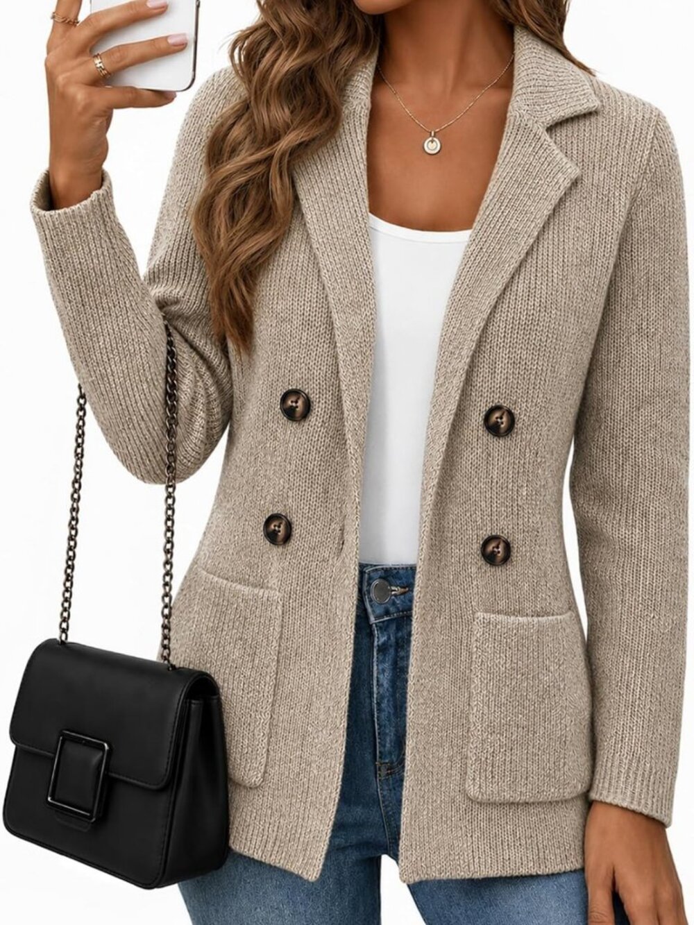 Chic Women's Fall Cardigan Sweater Blazer | Business Casual Knit Layering Piece
